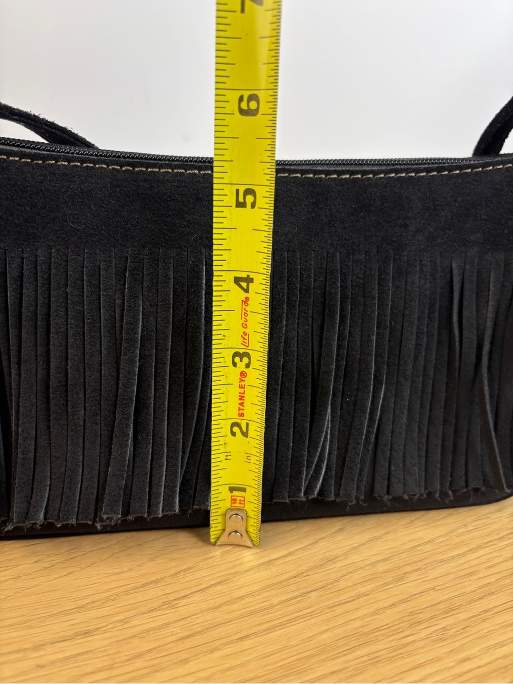 Vintage Nine West Black Suede Fringe Baguette Bag - Picture 14 of 15